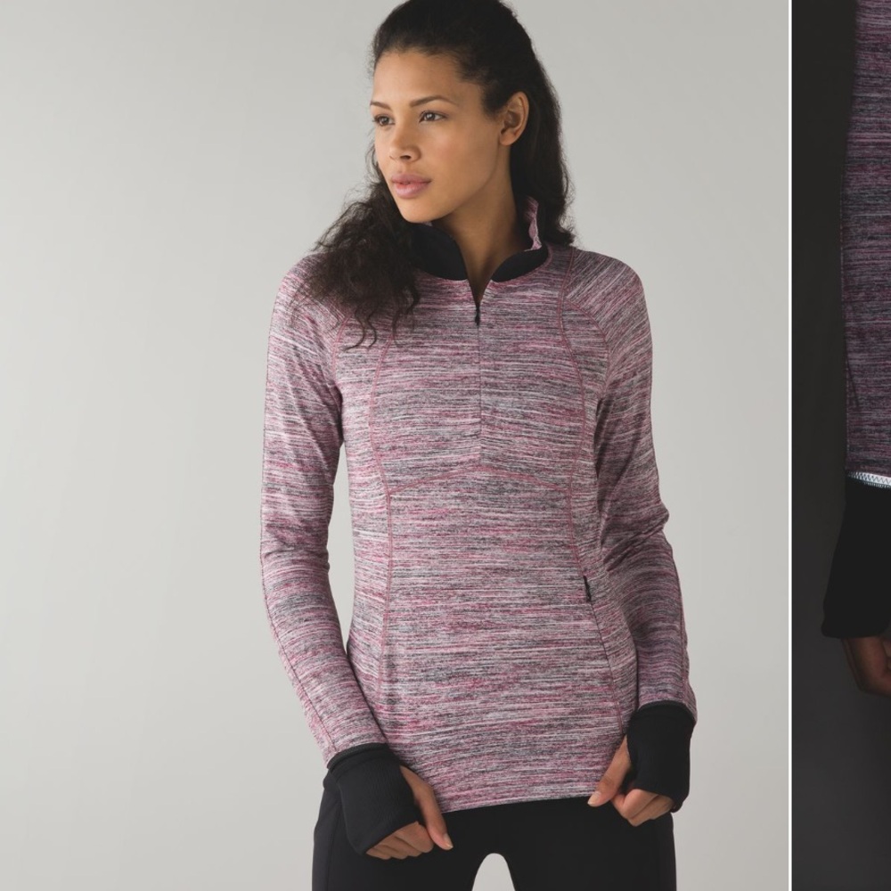 Lululemon Runderful 1/2‎ Zip Space Dye Camo Berry Rumble Multi Black 4